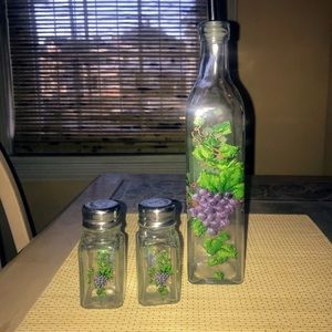 Salt & Pepper Shakers and olive oil bottle set